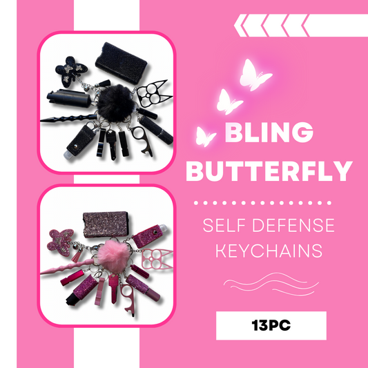 13pc Bling Butterfly Self Defense Keychains