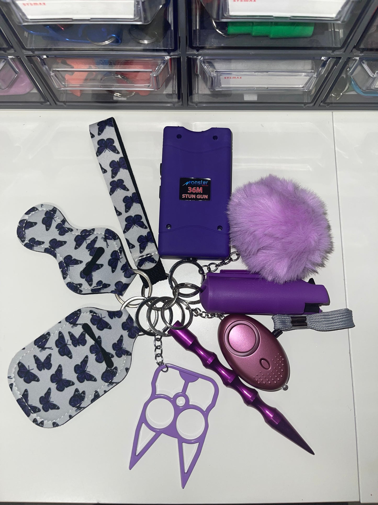 Purple Mariposa Self Defense Keychain